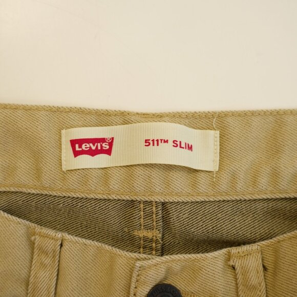 DAMAGED Levi's 511 Slim Tan Denim Jeans -16R- 28‎ / 28.5 Boys Cotton Polyester - Picture 7 of 10